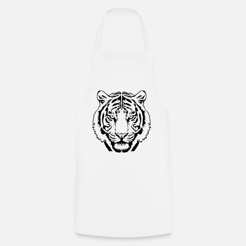 Tiger Line Art - Cooking Apron - white