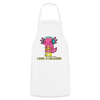 Level 5 Unlocked Gamer Axolotl - Kochschürze - Weiß - Vorne - AI Model Male 185 dark (185cm)