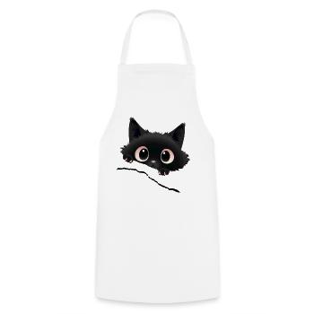 Le chaton noir de Kawaii pointe du regard - Tablier de cuisine - blanc - Devant - AI Model Male 185 dark (185cm)