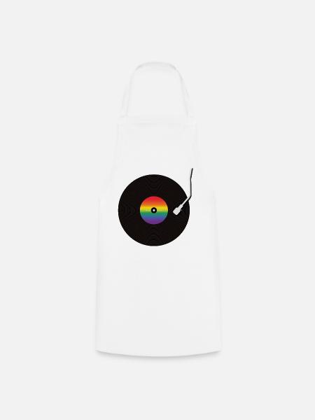 Regenbogen Schallplatte - Kochschürze - Weiß