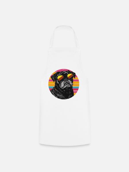 Pug Neon Retro Sonnenbrille - Kochschürze - Weiß