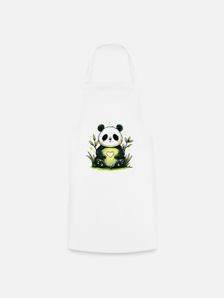 Panda mit Herz im Grünen - Kochschürze - Weiß