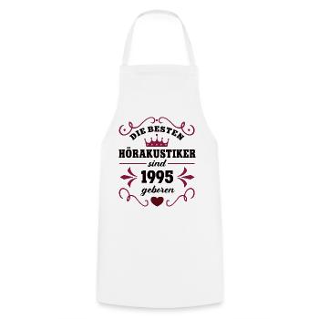 1995 Hearing Aid Acoustician Birthday Colleague Work - Cooking Apron - white - Front - AI Model Male 185 dark (185cm)
