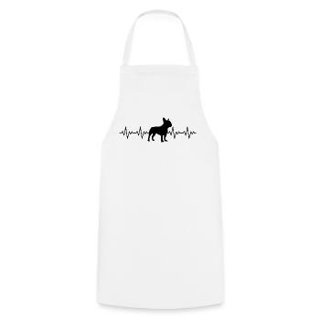 Battement de cœur ECG Frenchie Frenchdog French Bulldog - Tablier de cuisine - blanc - Devant - AI Model Male 185 dark (185cm)
