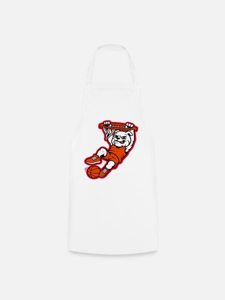 Bulldog Basketball Dunk Maskottchen - Kochschürze - Weiß