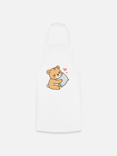 Weicher Kuschel-Teddybär - Kochschürze - Weiß
