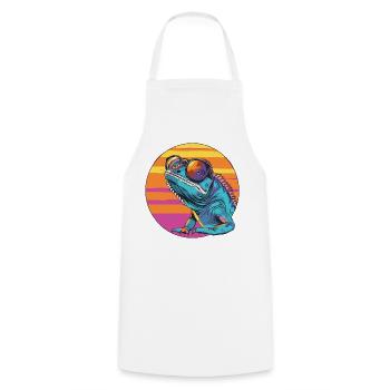 Caméléon avec des lunettes de soleil - Tablier de cuisine - blanc - Devant - AI Model Male 185 dark (185cm)