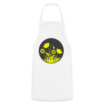 Yellow flowers in a circle - Cooking Apron - white - Front - AI Model Male 185 dark (185cm)