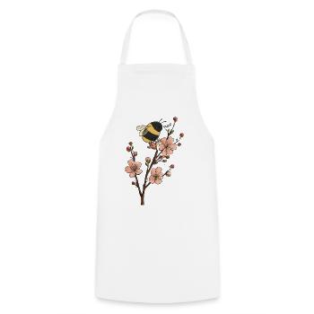 Illustration drôle d’abeille et de cerisier - Tablier de cuisine - blanc - Devant - AI Model Male 185 dark (185cm)