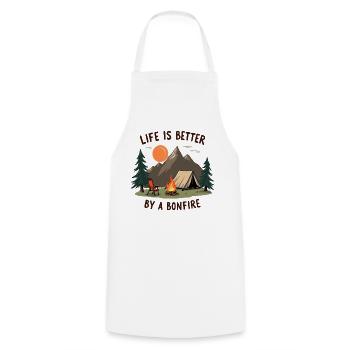 Life is better by a Bonfire Camping Adventure - Cooking Apron - white - Front - AI Model Male 185 dark (185cm)