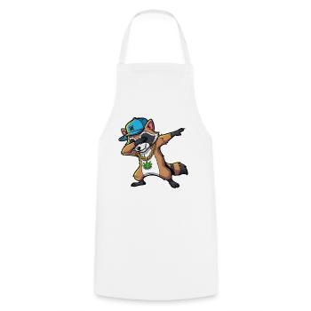 Dabbing Raccoon with Hemp Leaf - Cooking Apron - white - Front - AI Model Male 185 dark (185cm)