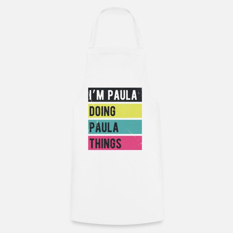 Ich bin Paula und mache Paula Dinge Retrofarben - Kochschürze - Weiß