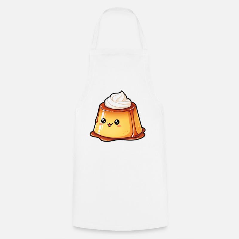 Kawaii Caramel Pudding - Cooking Apron - white