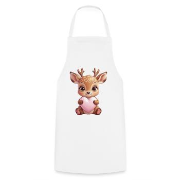Petit faon au cœur - Tablier de cuisine - blanc - Devant - AI Model Male 185 dark (185cm)