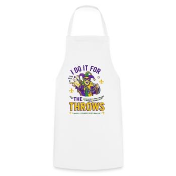 Mardi Gras Jester Beads - Cooking Apron - white - Front - AI Model Male 185 dark (185cm)