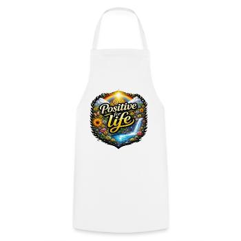 Positive for life - Cooking Apron - white - Front - AI Model Male 185 dark (185cm)