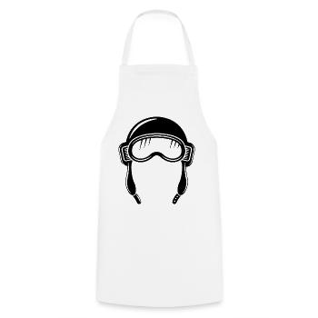 Aviator hood - Cooking Apron - white - Front - AI Model Male 185 dark (185cm)