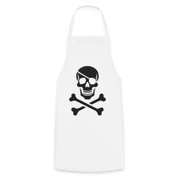 Klassischer Jolly Roger Piraten Totenkopf - Kochschürze - Weiß - Vorne - AI Model Male 185 dark (185cm)