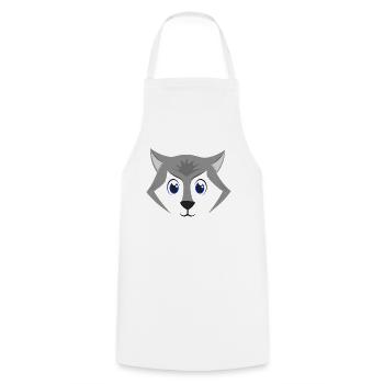 Niedliches Wolfsgesicht Kawaii Graues Holzwolf-Kostüm - Kochschürze - Weiß - Vorne - AI Model Male 185 dark (185cm)