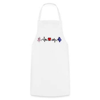 Tyne and Wear + England flag with heartbeat - Cooking Apron - white - Front - AI Model Male 185 dark (185cm)