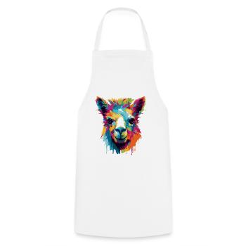 Llama Farbexplosion Popart - Kochschürze - Weiß - Vorne - AI Model Male 185 dark (185cm)