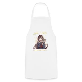 Anime Girl liebt Katzen – Cute Otaku Design - Kochschürze - Weiß - Vorne - AI Model Male 185 dark (185cm)