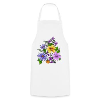 Blumen - Kochschürze - Weiß - Vorne - AI Model Male 185 dark (185cm)