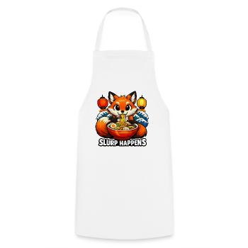 Fox Ramen Slurp Happens - Cooking Apron - white - Front - AI Model Male 185 dark (185cm)