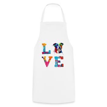Staffordshire Dog Love Colorful Art Dog Portrait - Cooking Apron - white - Front - AI Model Male 185 dark (185cm)