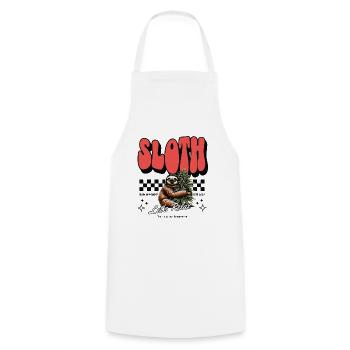 Sloth Relax – Chill Pattern Cannabis défectueux - Tablier de cuisine - blanc - Devant - AI Model Male 185 dark (185cm)