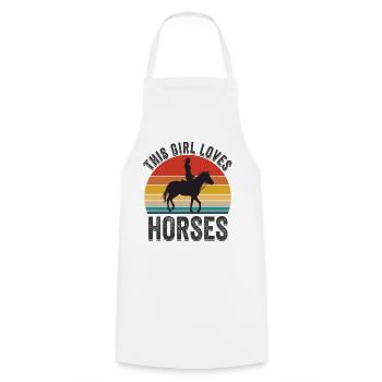 Cette fille adore les chevaux - Tablier de cuisine - blanc - Devant - AI Model Male 185 dark (185cm)