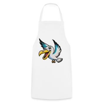 Merry Pelican Mascot - Cooking Apron - white - Front - AI Model Male 185 dark (185cm)