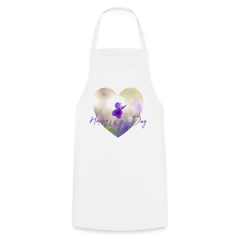 Fleurs en cœur Design de la fête des mères Fleur violette Fleur pourpre - Tablier de cuisine - blanc - Devant - AI Model Male 185 dark (185cm)