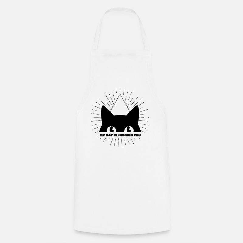 MON CHAT TE JUGE - Tablier de cuisine - blanc