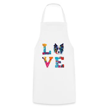 Colorful Border Collie Love Dog Art Portrait - Cooking Apron - white - Front - AI Model Male 185 dark (185cm)