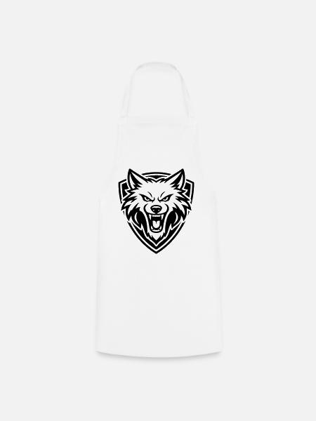 Wolf Kopf Wappen - Kochschürze - Weiß