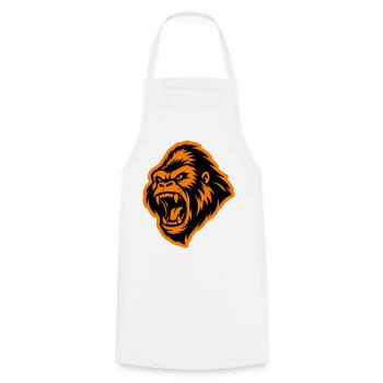 Gorilla Head - Cooking Apron - white - Front - AI Model Male 185 dark (185cm)