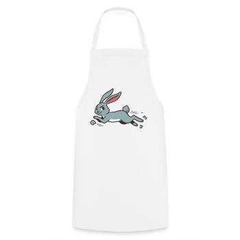 Running Bunny Rabbit Long-Eared Comic Funny - Cooking Apron - white - Front - AI Model Male 185 dark (185cm)