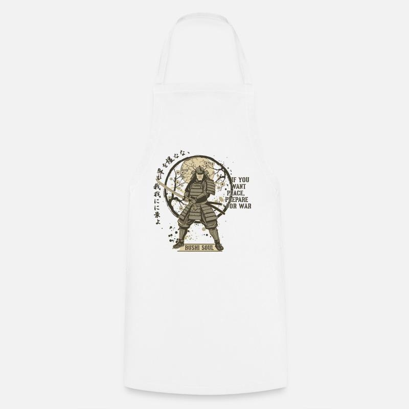 Bushi Seele Samurai in Blüten - Kochschürze - Weiß