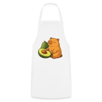 Capybara mit Avocado - Kochschürze - Weiß - Vorne - AI Model Male 185 dark (185cm)
