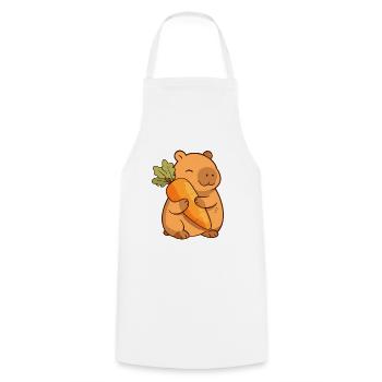 Capybara with carrot – relaxed & cute - Cooking Apron - white - Front - AI Model Male 185 dark (185cm)
