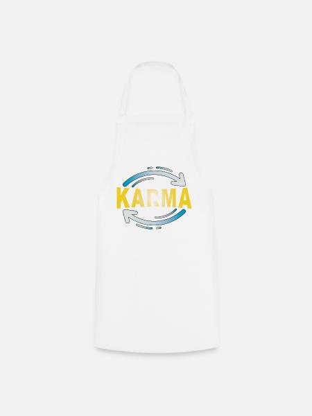 Karma - Minimalistisches Statement Design - Kochschürze - Weiß