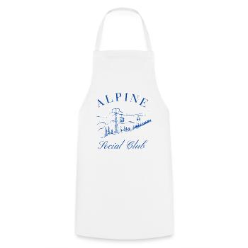 Alpine Social Club Après Ski Shirt Skiing Mountains - Cooking Apron - white - Front - AI Model Male 185 dark (185cm)