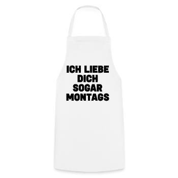 Je t’aime même les lundis – Love with Humour - Tablier de cuisine - blanc - Devant - AI Model Male 185 dark (185cm)