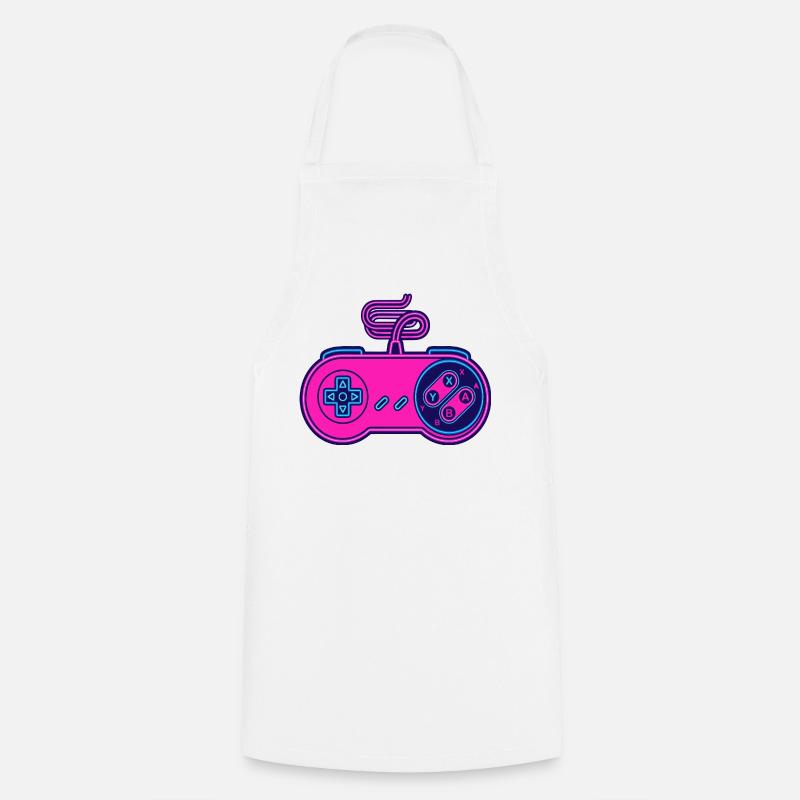 Manette néon rose rétro - Tablier de cuisine - blanc