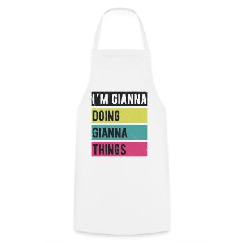 Ich bin Gianna und mache Gianna Things Retro Colors - Kochschürze - Weiß - Vorne - AI Model Male 185 dark (185cm)