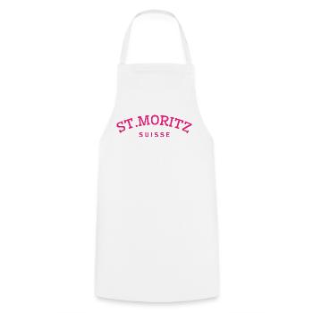 St. Moritz - Suisse - Switzerland - Swiss - Cooking Apron - white - Front - AI Model Male 185 dark (185cm)
