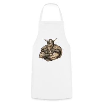 Légende viking viking marin Odin Raven Fighter - Tablier de cuisine - blanc - Devant - AI Model Male 185 dark (185cm)