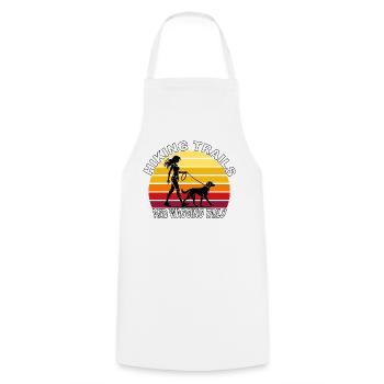 Hiking Trails and Wagging Tails Retro - Cooking Apron - white - Front - AI Model Male 185 dark (185cm)