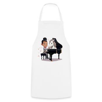 Pianiste et licorne sous les projecteurs - Tablier de cuisine - blanc - Devant - AI Model Male 185 dark (185cm)